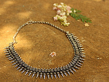 Dhara . धरा ✽ Antique Finish White Metal ✽ Necklace { 23 }